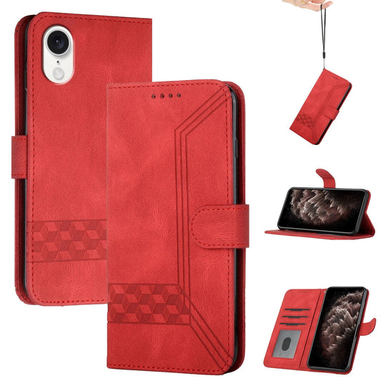 For iPhone 16e Cubic Skin Feel Flip Leather Phone Case(Red)