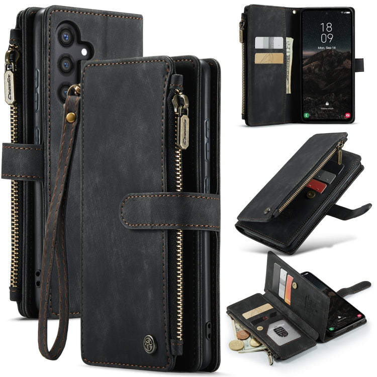For Samsung Galaxy S24 5G CaseMe C30 Card Slots Zipper Wallet Leather Phone Case(Black)