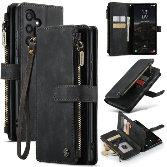 For Samsung Galaxy S24 5G CaseMe C30 Card Slots Zipper Wallet Leather Phone Case(Black)