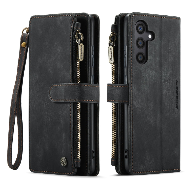 For Samsung Galaxy S24 5G CaseMe C30 Card Slots Zipper Wallet Leather Phone Case(Black)