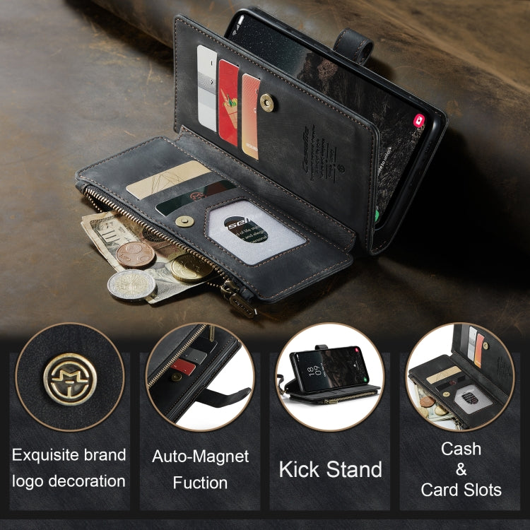 For Samsung Galaxy S24 5G CaseMe C30 Card Slots Zipper Wallet Leather Phone Case(Black)