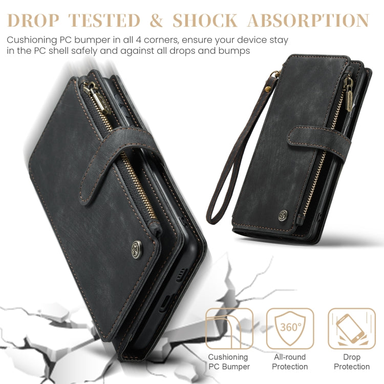 For Samsung Galaxy S24 5G CaseMe C30 Card Slots Zipper Wallet Leather Phone Case(Black)