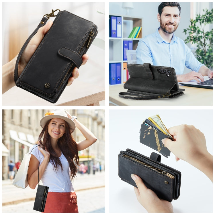 For Samsung Galaxy S24 5G CaseMe C30 Card Slots Zipper Wallet Leather Phone Case(Black)