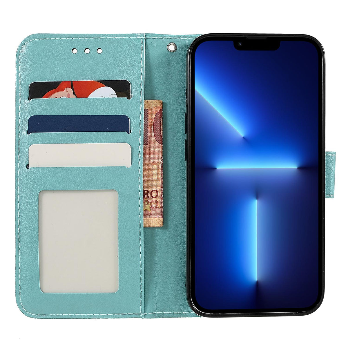 Compatible with iPhone 18 Pro Max & 17 Pro Max Lace Flower Embossing Flip Leather Phone Case - Green
