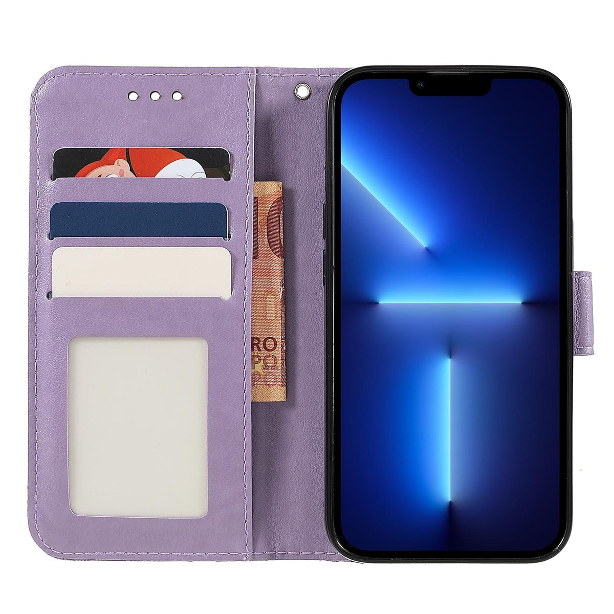 Compatible with iPhone 18 Pro & 17 Pro Lace Flower Embossing Flip Leather Phone Case - Purple
