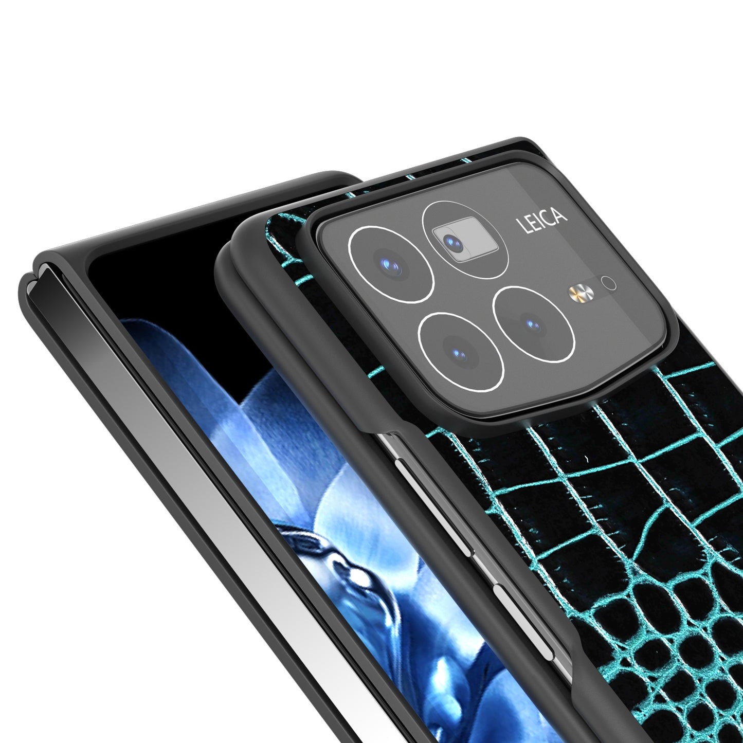 For Xiaomi Mix Fold 4 ABEEL Genuine Leather Crocodile Pattern Black Edge Phone Case(Blue)