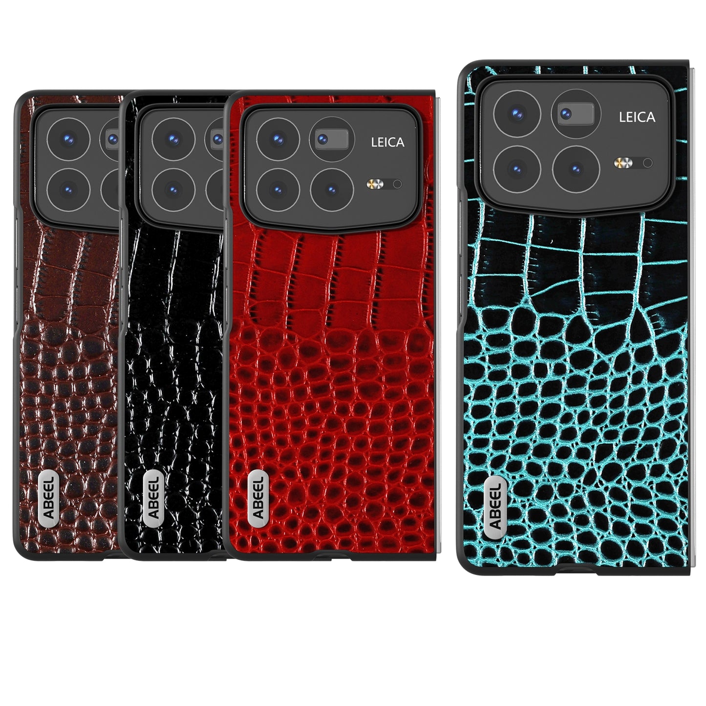 For Xiaomi Mix Fold 4 ABEEL Genuine Leather Crocodile Pattern Black Edge Phone Case(Blue)