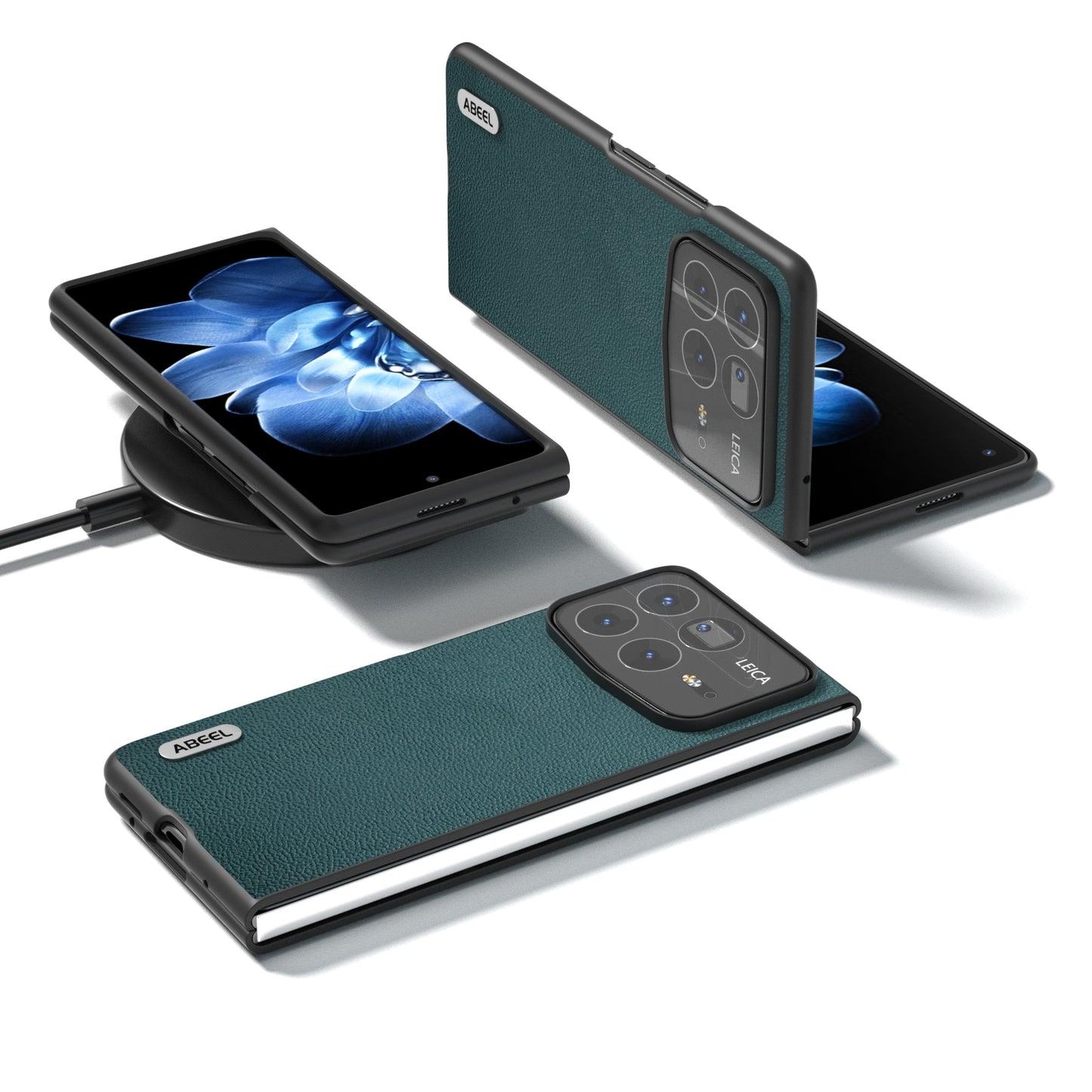 For Xiaomi Mix Fold 4 ABEEL Genuine Leather Luolai Series Phone Case(Dark Green)