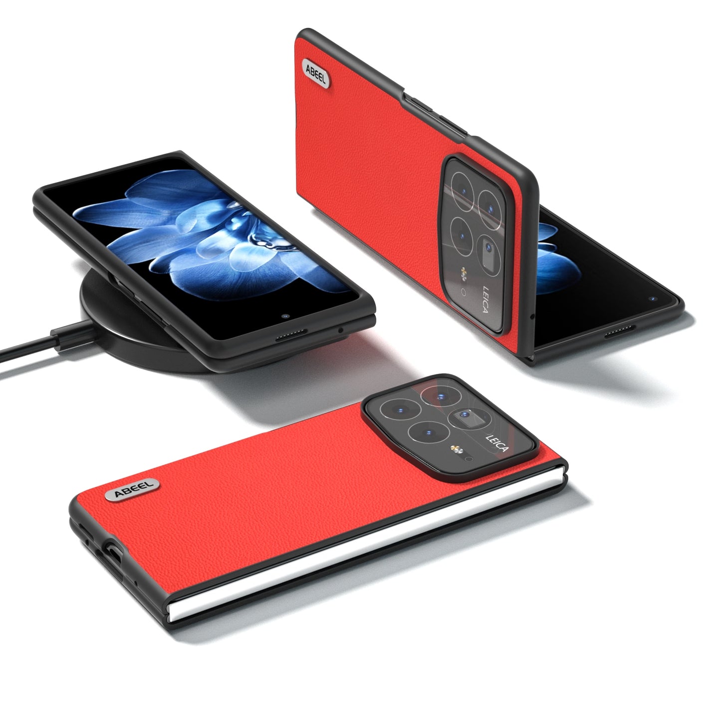 For Xiaomi Mix Fold 4 ABEEL Genuine Leather Luolai Series Phone Case(Red)