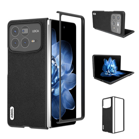 For Xiaomi Mix Fold 4 ABEEL Genuine Leather Luolai Series Phone Case(Black)