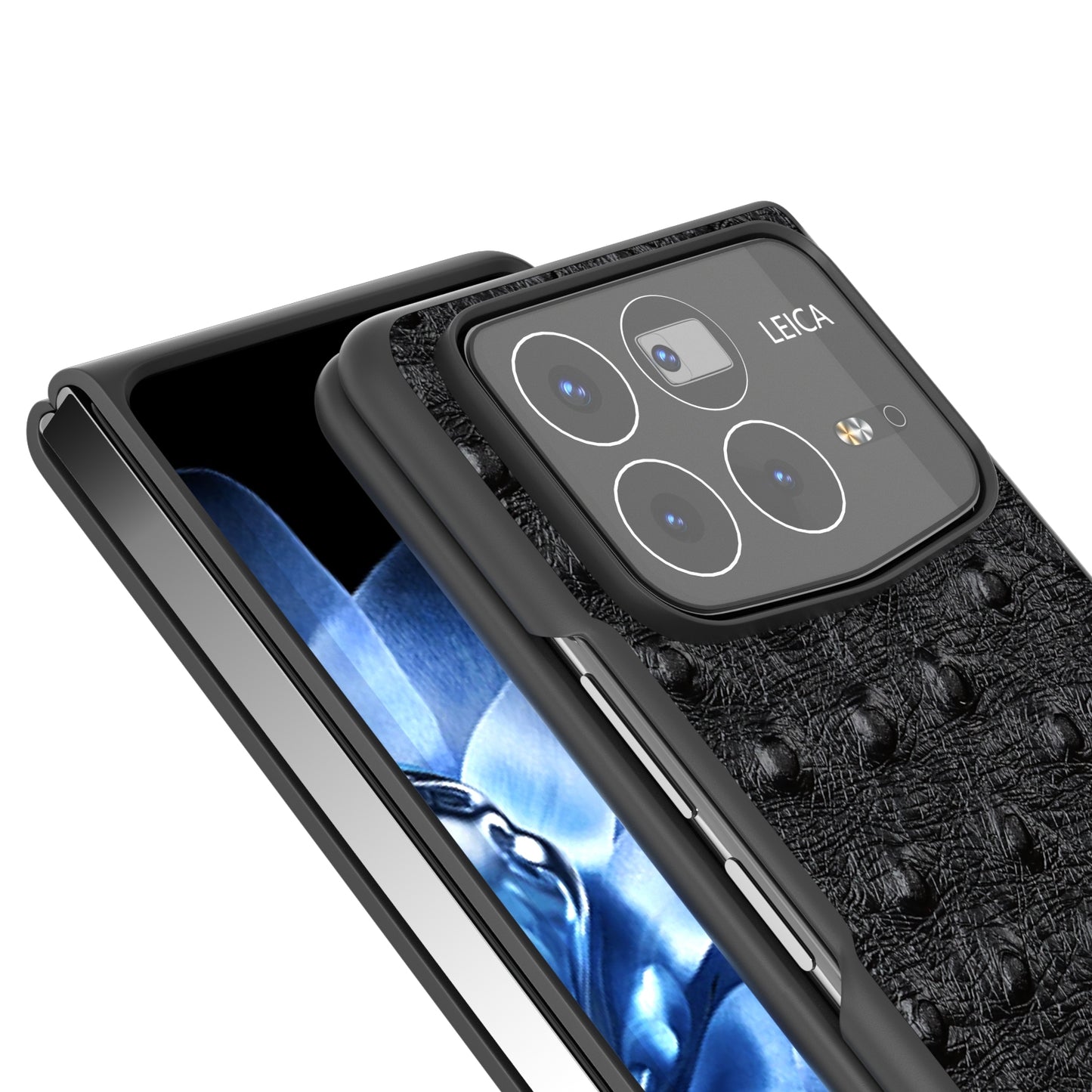 For Xiaomi Mix Fold 4 ABEEL Genuine Leather Ostrich Texture Phone Case(Black)