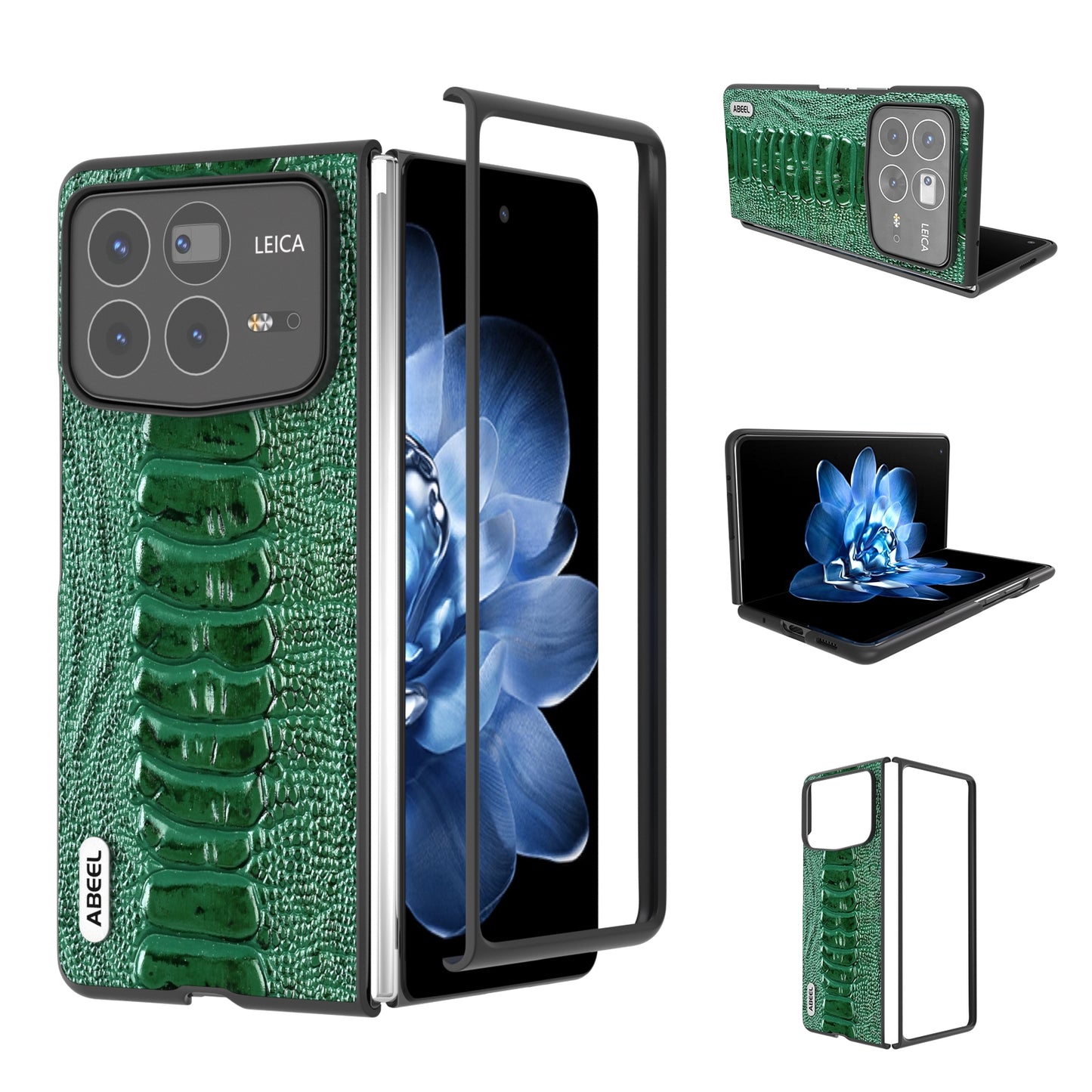 For Xiaomi Mix Fold 4 ABEEL Genuine Leather Weilai Series Phone Case(Green)