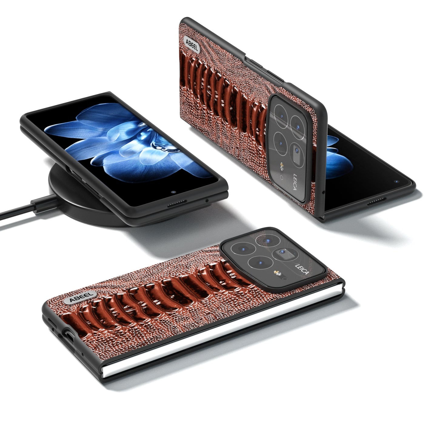 For Xiaomi Mix Fold 4 ABEEL Genuine Leather Weilai Series Phone Case(Coffee)