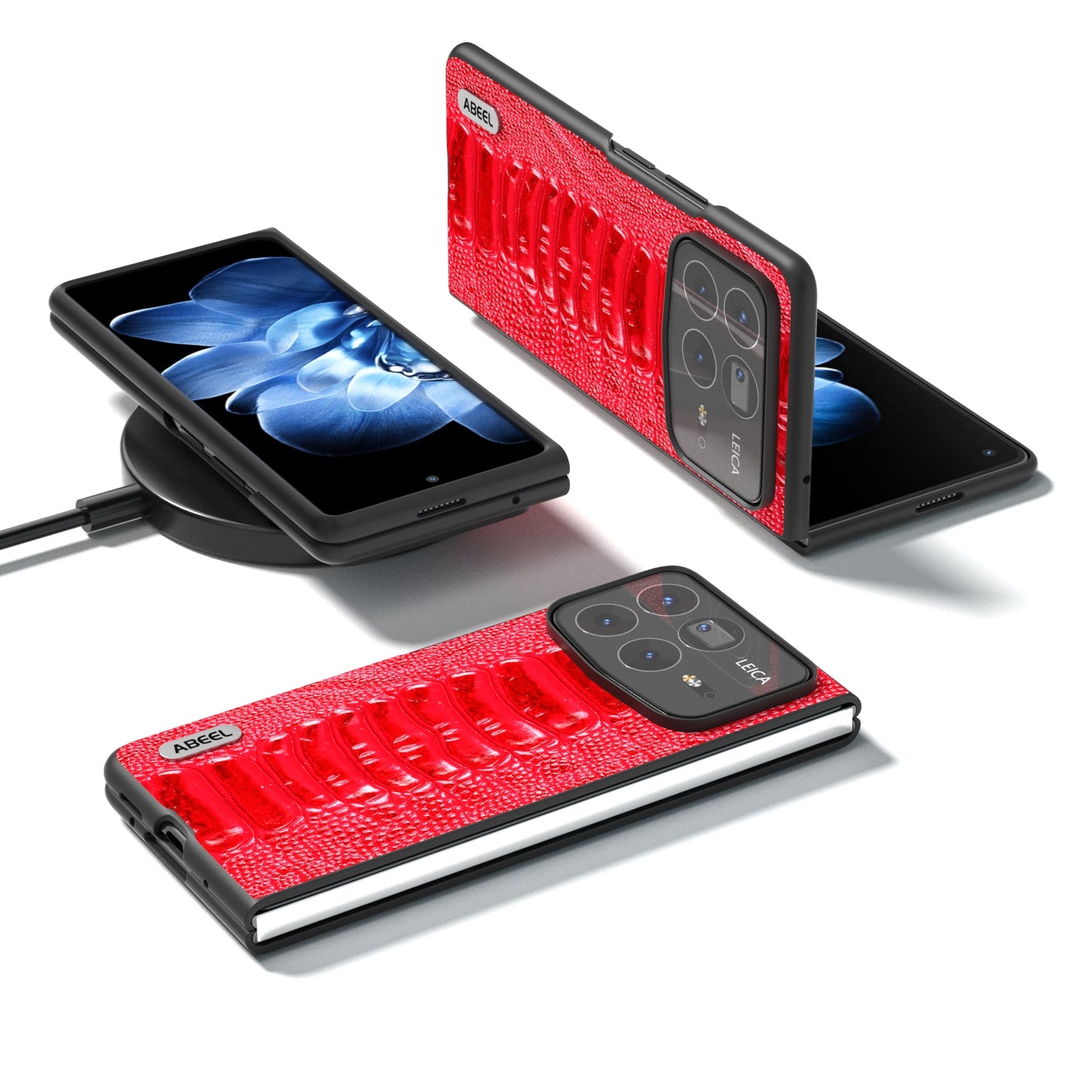 For Xiaomi Mix Fold 4 ABEEL Genuine Leather Weilai Series Phone Case(Red)