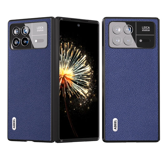 For Xiaomi Mix Fold 3 ABEEL Black Edge Genuine Leather Mino Phone Case(Royal Blue)