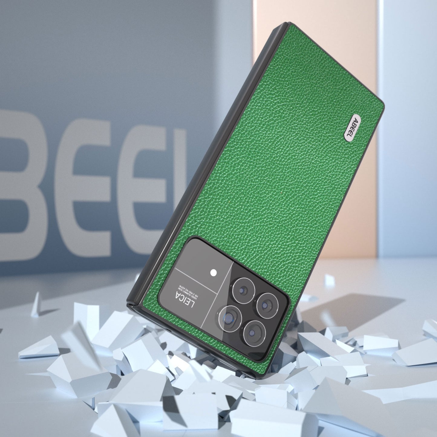 For Xiaomi Mix Fold 3 ABEEL Black Edge Genuine Leather Mino Phone Case(Green)
