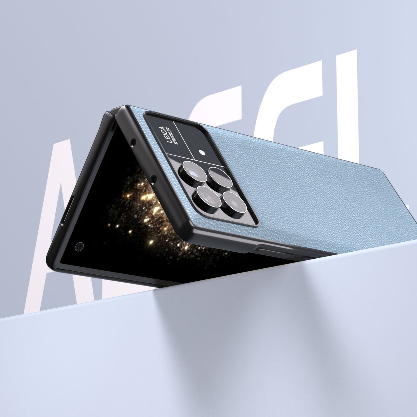 For Xiaomi Mix Fold 3 ABEEL Black Edge Genuine Leather Mino Phone Case(Blue)