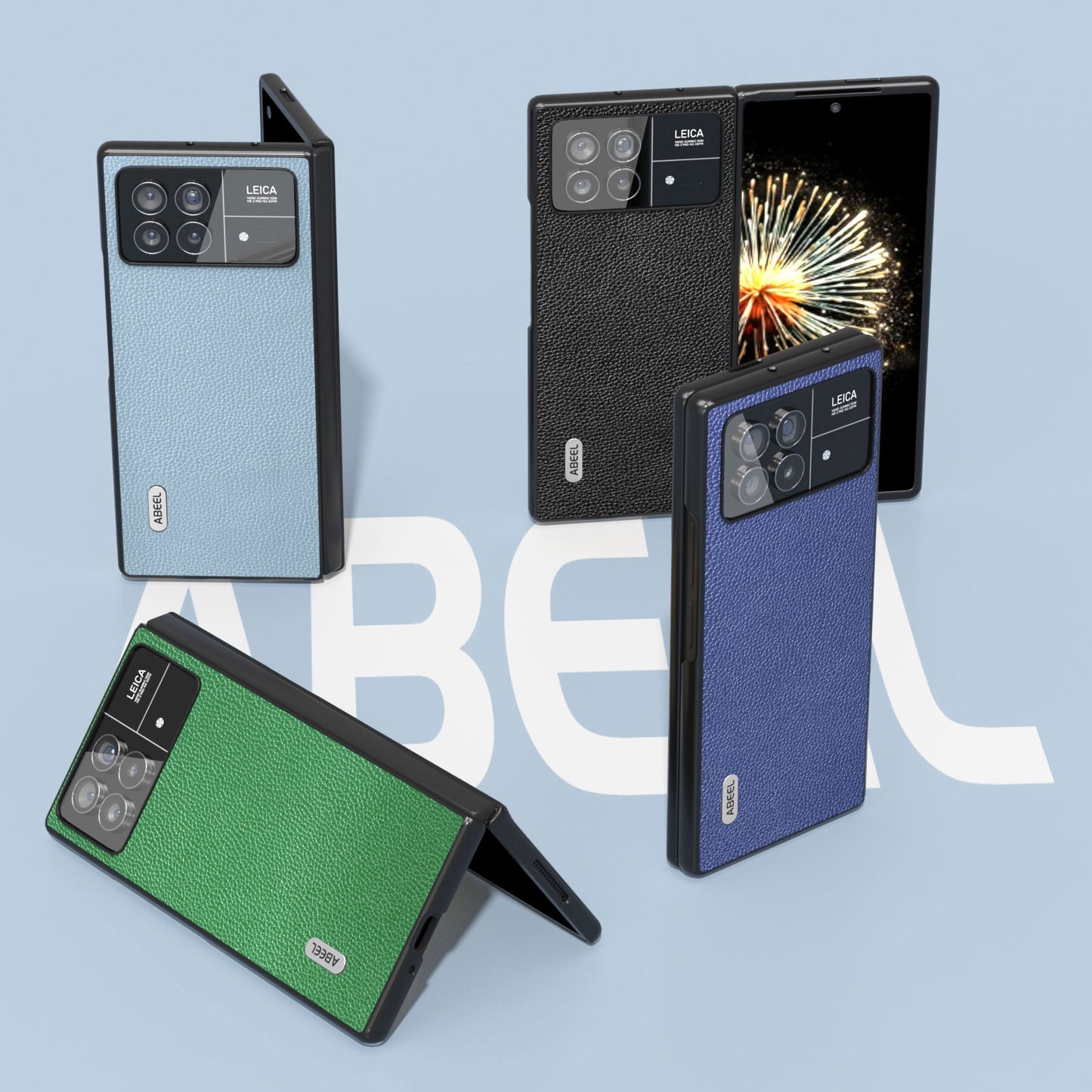 For Xiaomi Mix Fold 3 ABEEL Black Edge Genuine Leather Mino Phone Case(Blue)