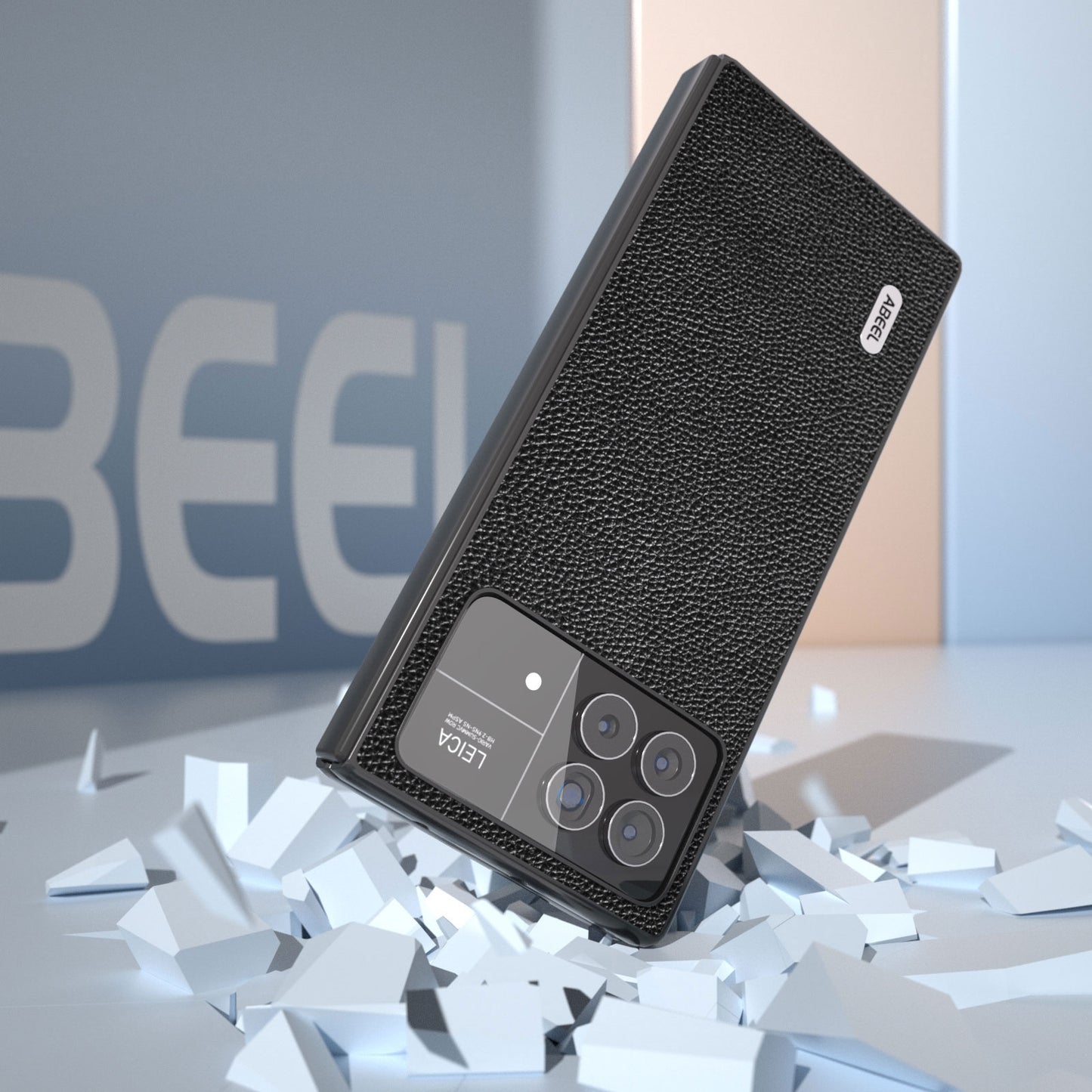 For Xiaomi Mix Fold 3 ABEEL Black Edge Genuine Leather Mino Phone Case(Black)