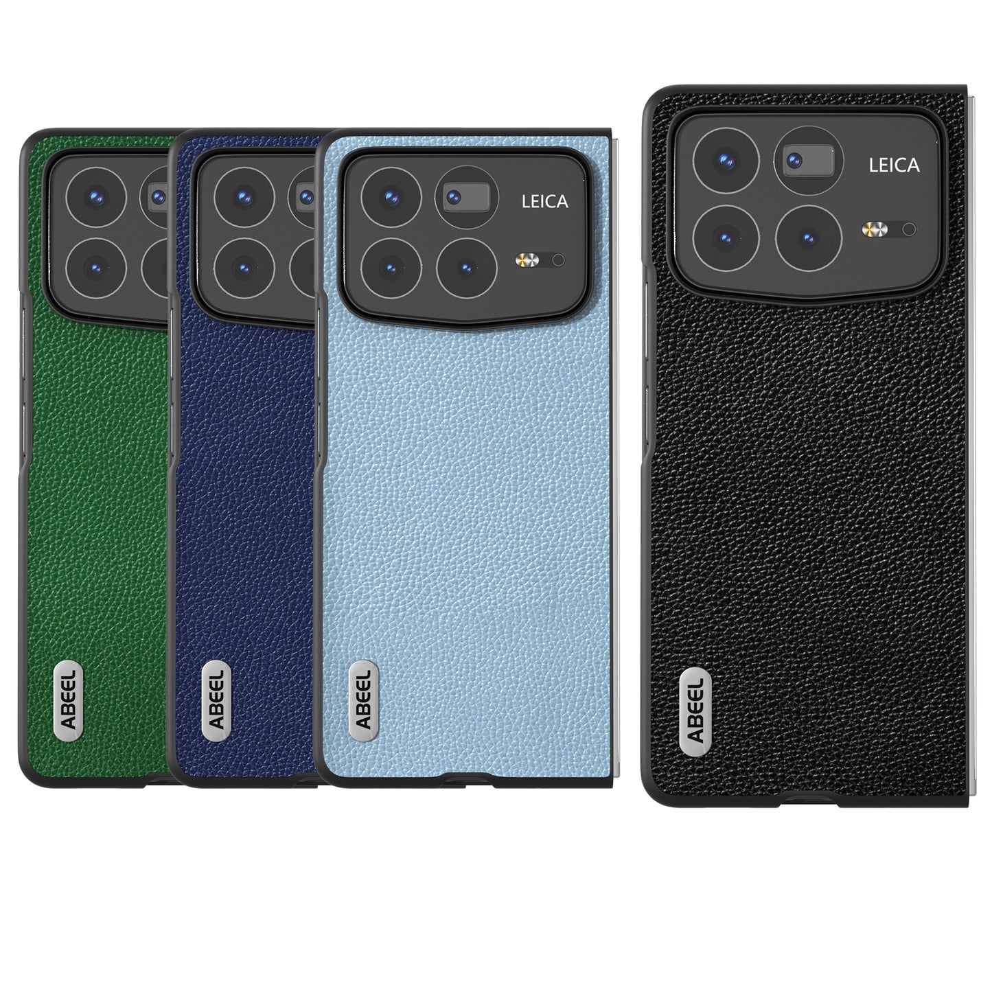 For Xiaomi Mix Fold 4 ABEEL Black Edge Genuine Leather Mino Phone Case(Green)