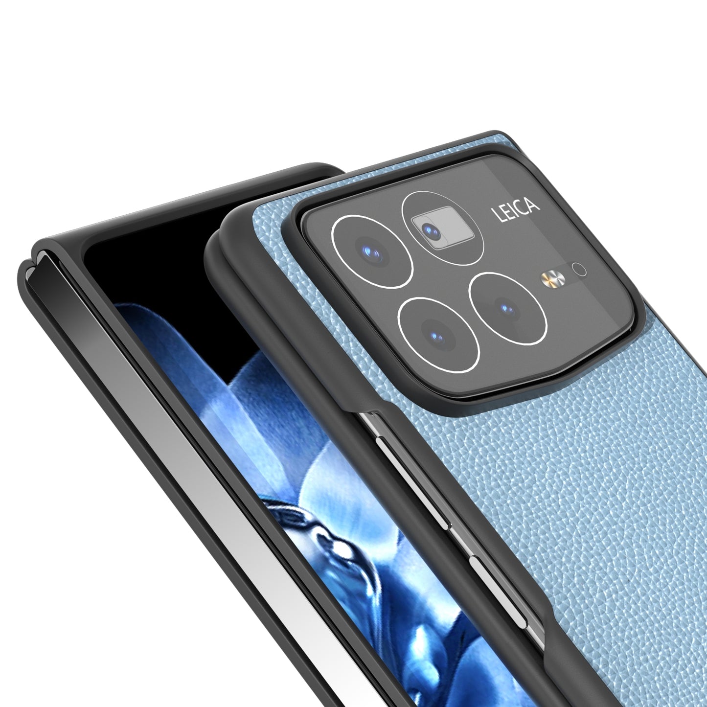 For Xiaomi Mix Fold 4 ABEEL Black Edge Genuine Leather Mino Phone Case(Blue)