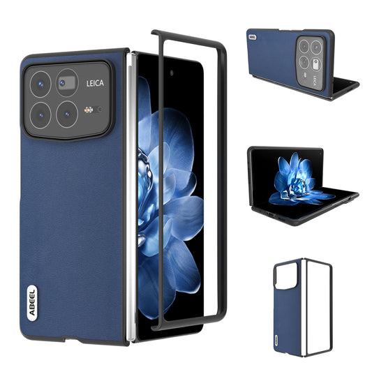 For Xiaomi Mix Fold 4 ABEEL Genuine Leather Silky Soft Black Edge Phone Case(Blue)