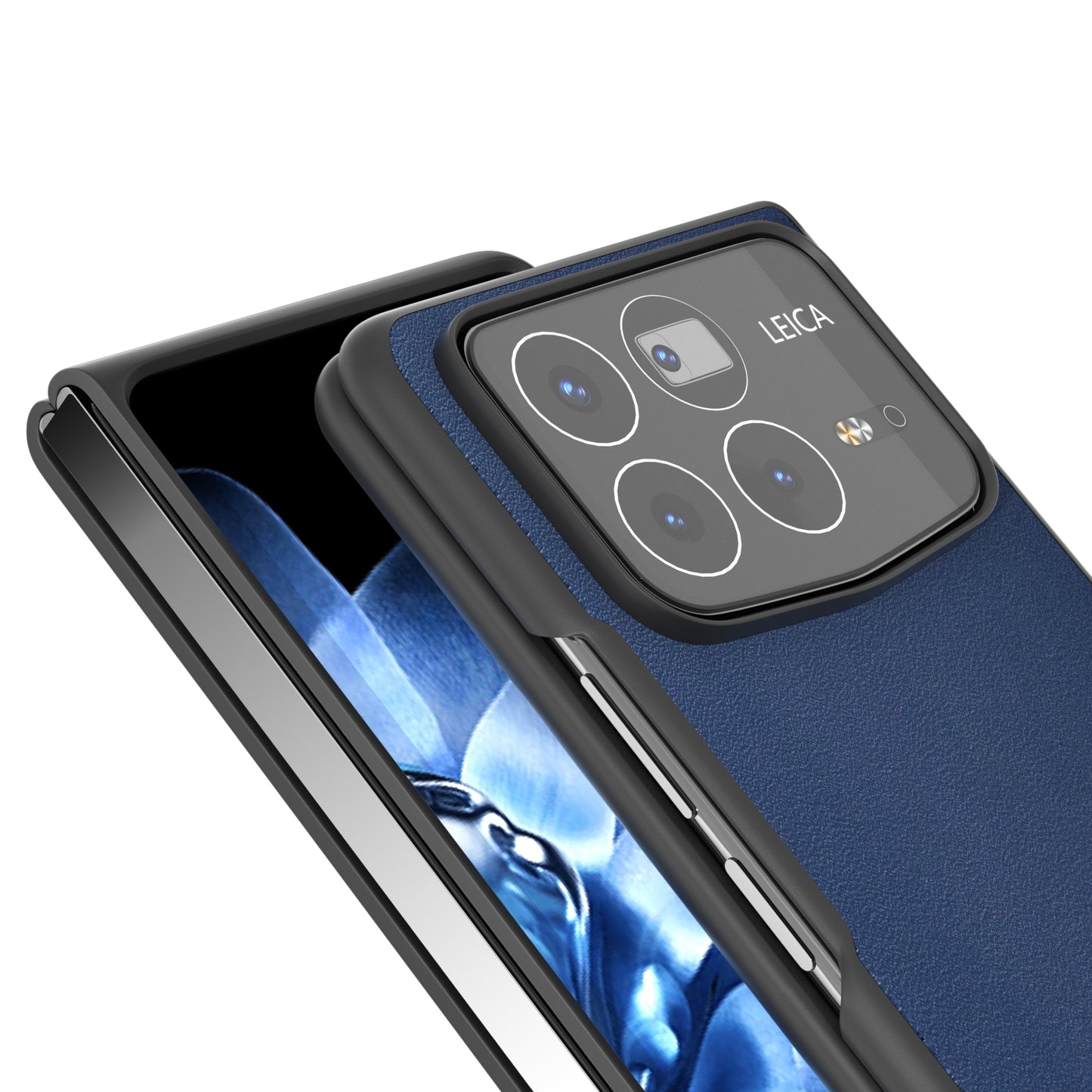 For Xiaomi Mix Fold 4 ABEEL Genuine Leather Silky Soft Black Edge Phone Case(Blue)