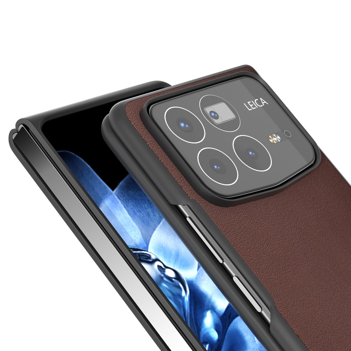 For Xiaomi Mix Fold 4 ABEEL Genuine Leather Silky Soft Black Edge Phone Case(Coffee)