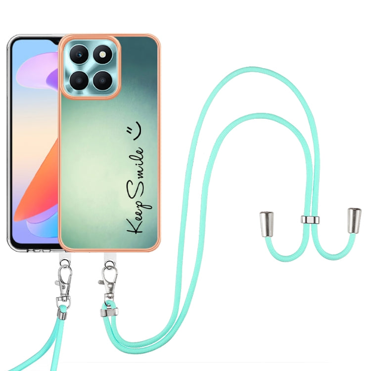 For Honor X6a Electroplating Dual-side IMD Phone Case with Lanyard(Smile)