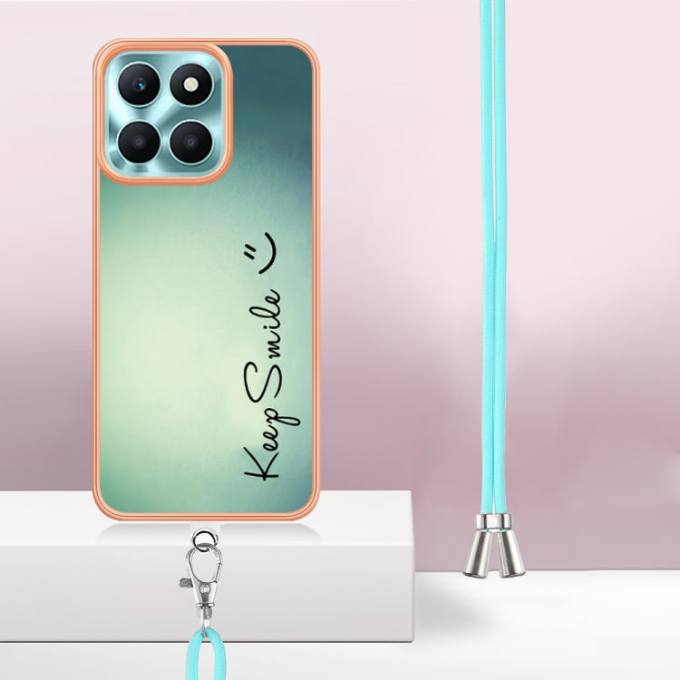 For Honor X6a Electroplating Dual-side IMD Phone Case with Lanyard(Smile)