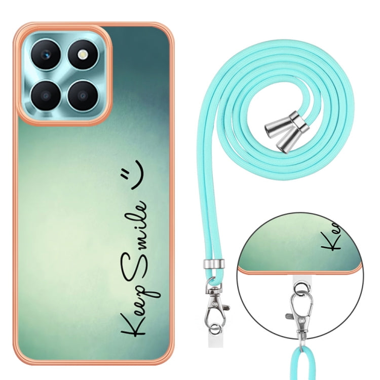 For Honor X6a Electroplating Dual-side IMD Phone Case with Lanyard(Smile)