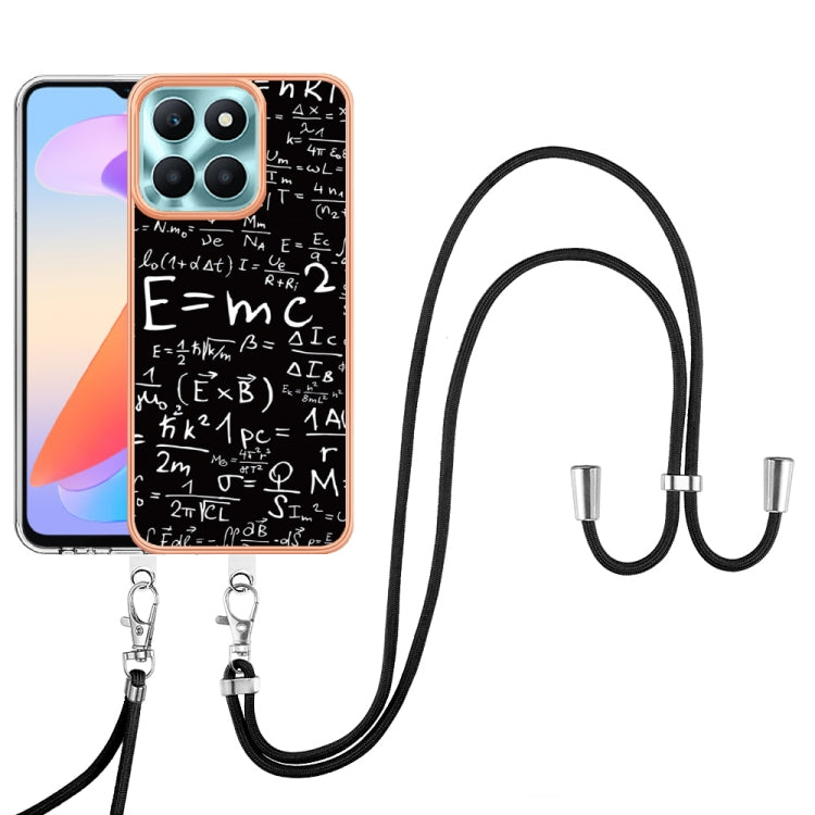 For Honor X6a Electroplating Dual-side IMD Phone Case with Lanyard(Equation)