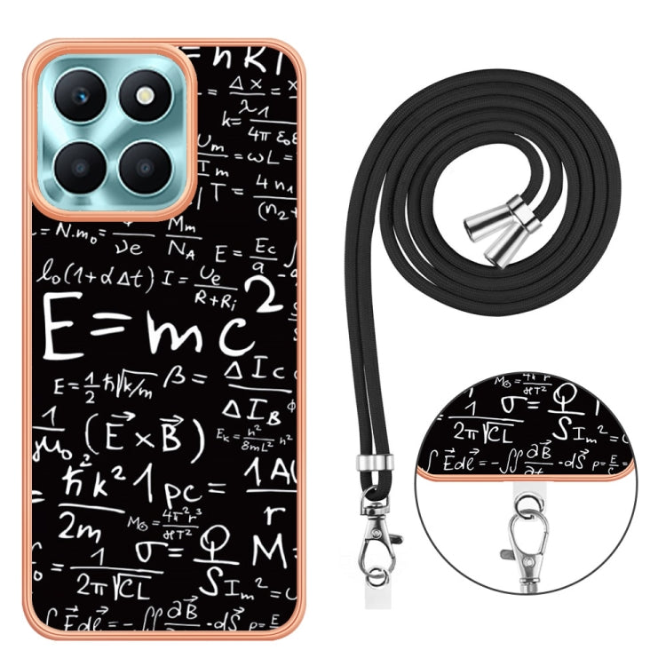 For Honor X6a Electroplating Dual-side IMD Phone Case with Lanyard(Equation)