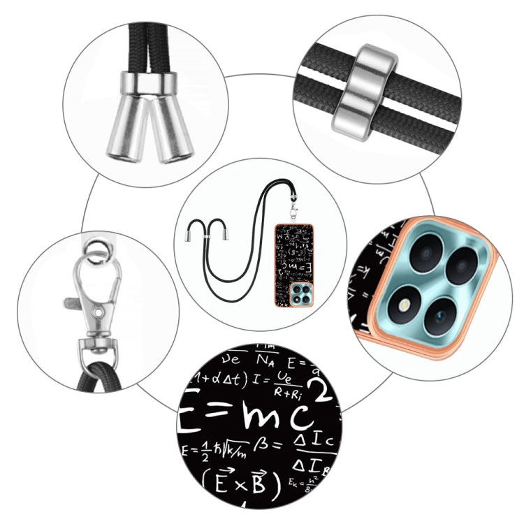 For Honor X6a Electroplating Dual-side IMD Phone Case with Lanyard(Equation)