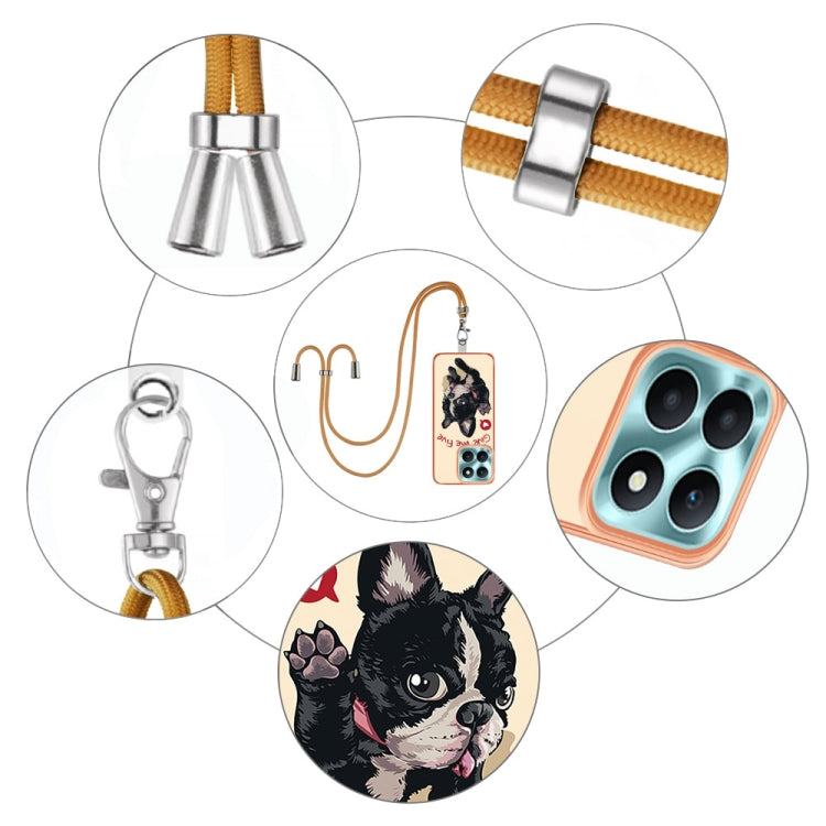 For Honor X6a Electroplating Dual-side IMD Phone Case with Lanyard(Lucky Dog)