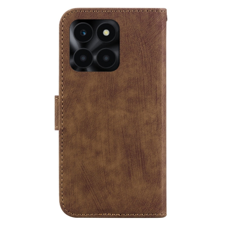 For Honor X6a Little Tiger Embossed Leather Phone Case(Brown)