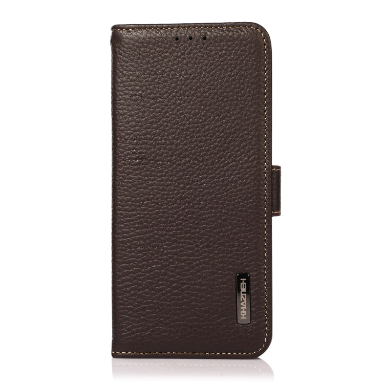 For Honor X9B KHAZNEH Side-Magnetic Litchi Genuine Leather RFID Phone Case(Brown)