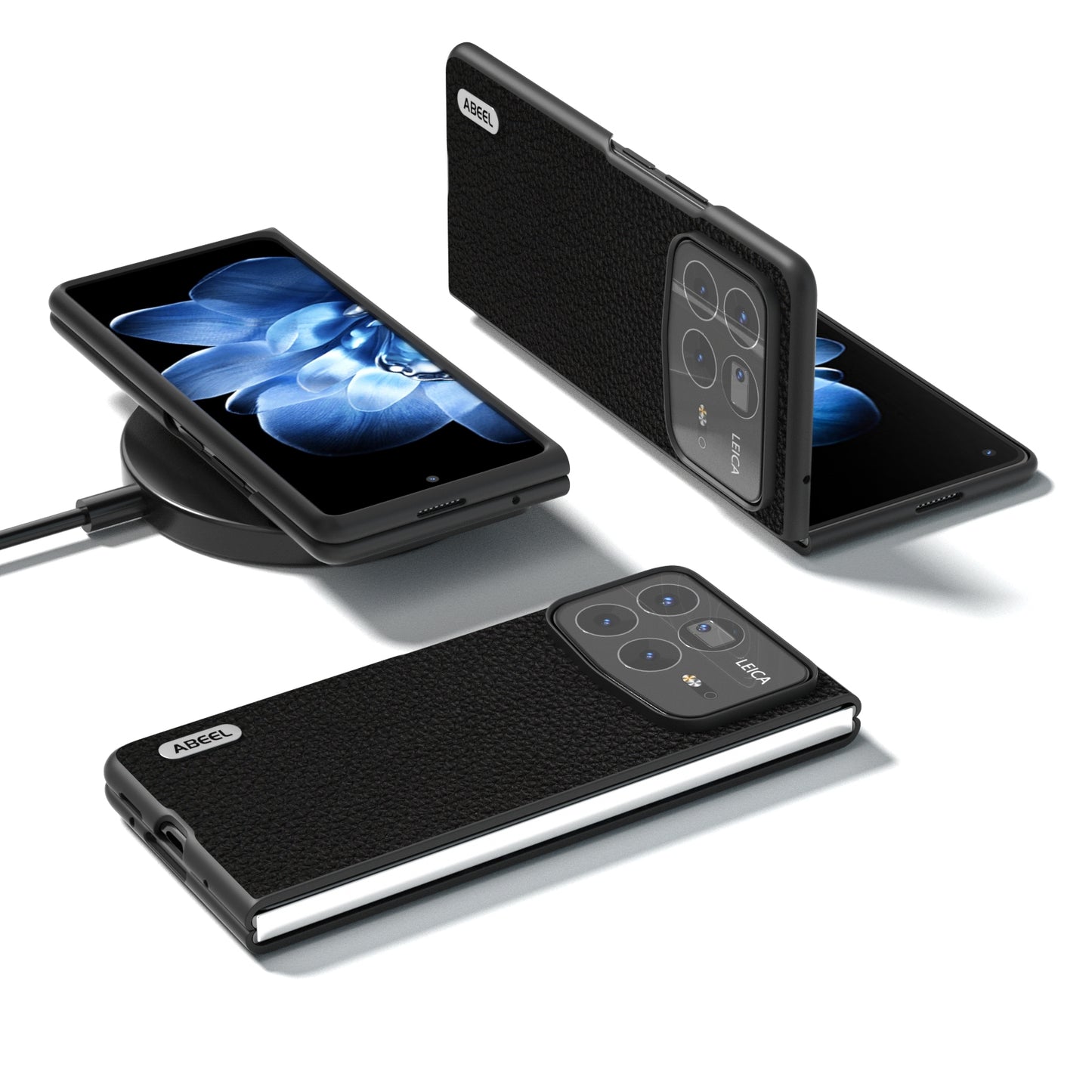 For Xiaomi Mix Fold 4 ABEEL Genuine Leather Litchi Texture Phone Case(Black)