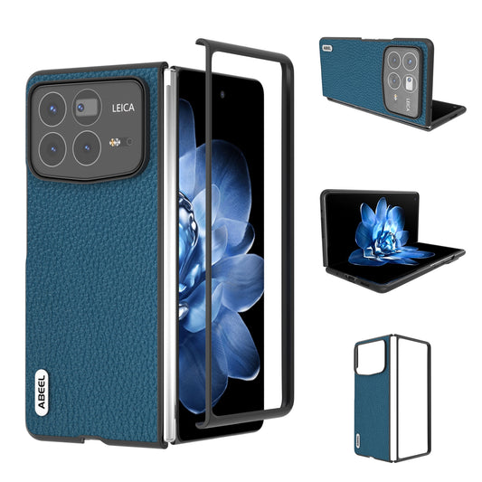 For Xiaomi Mix Fold 4 ABEEL Genuine Leather Litchi Texture Phone Case(Blue)