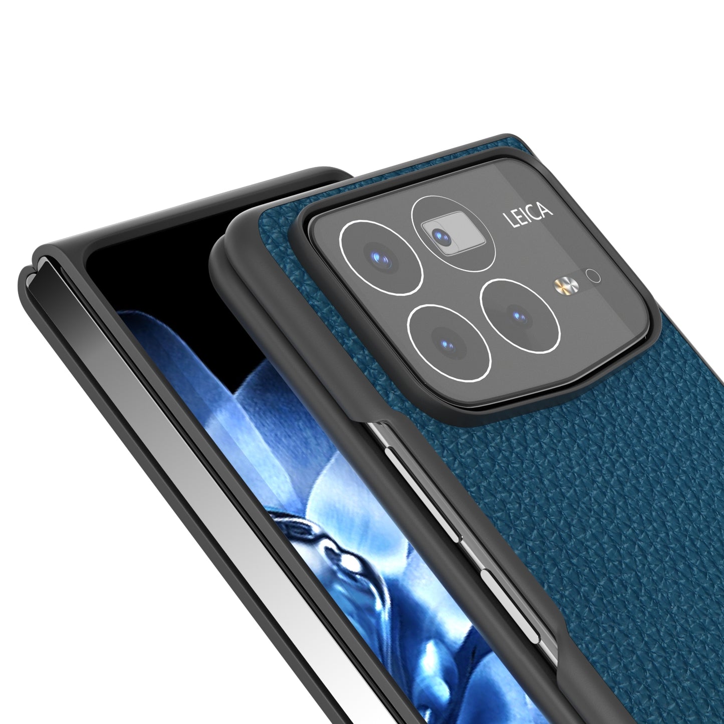 For Xiaomi Mix Fold 4 ABEEL Genuine Leather Litchi Texture Phone Case(Blue)