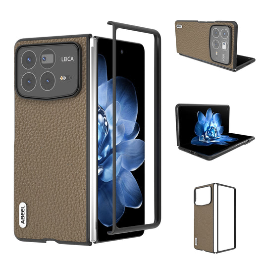For Xiaomi Mix Fold 4 ABEEL Genuine Leather Litchi Texture Phone Case(Grey)