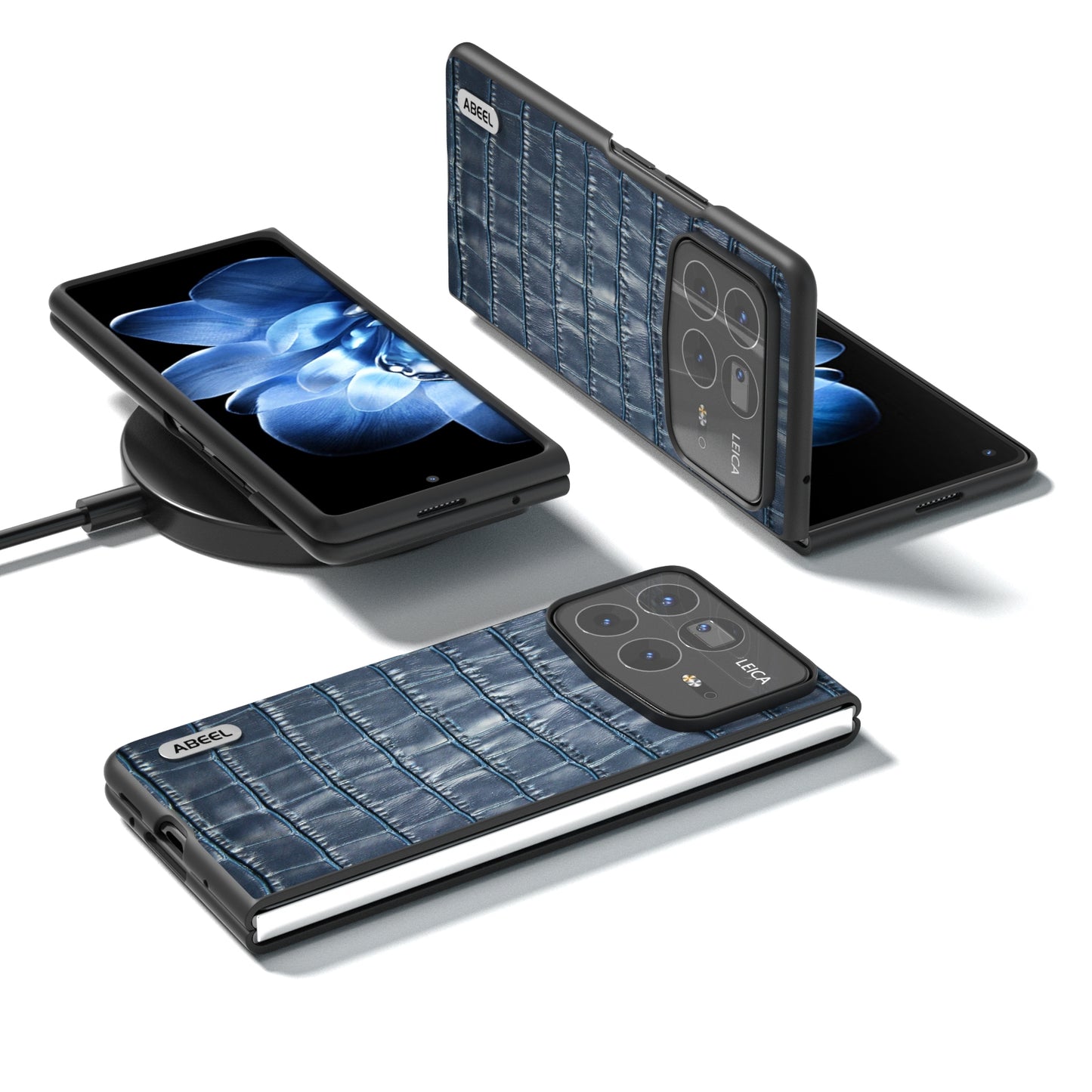 For Xiaomi Mix Fold 4 ABEEL Crocodile Texture Genuine Leather Phone Case(Blue)