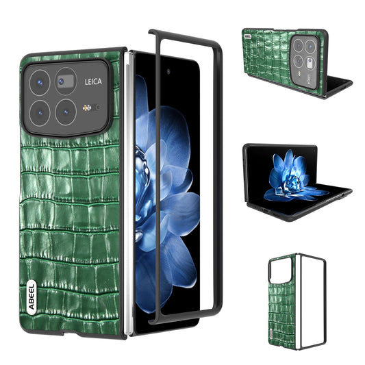 For Xiaomi Mix Fold 4 ABEEL Crocodile Texture Genuine Leather Phone Case(Green)