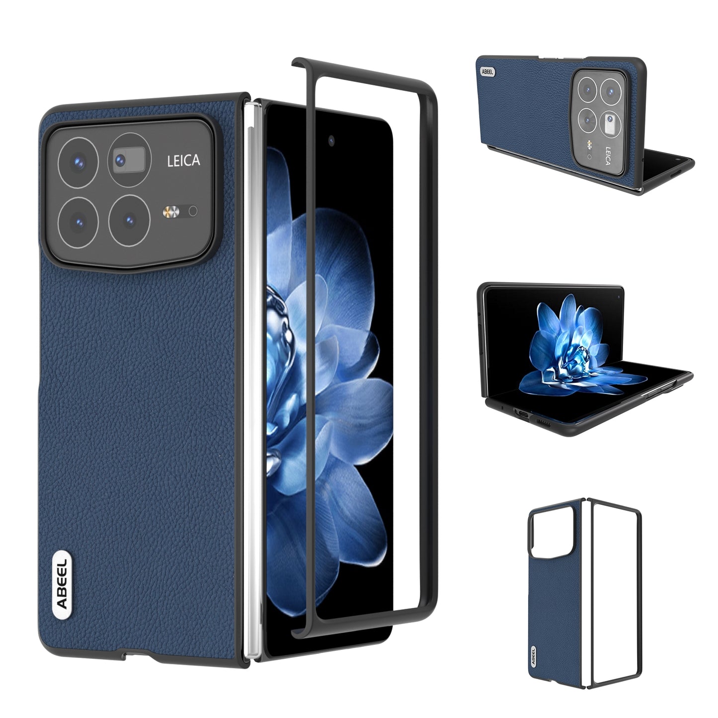 For Xiaomi Mix Fold 4 ABEEL Genuine Leather + PC Litchi Texture Phone Case(Blue)
