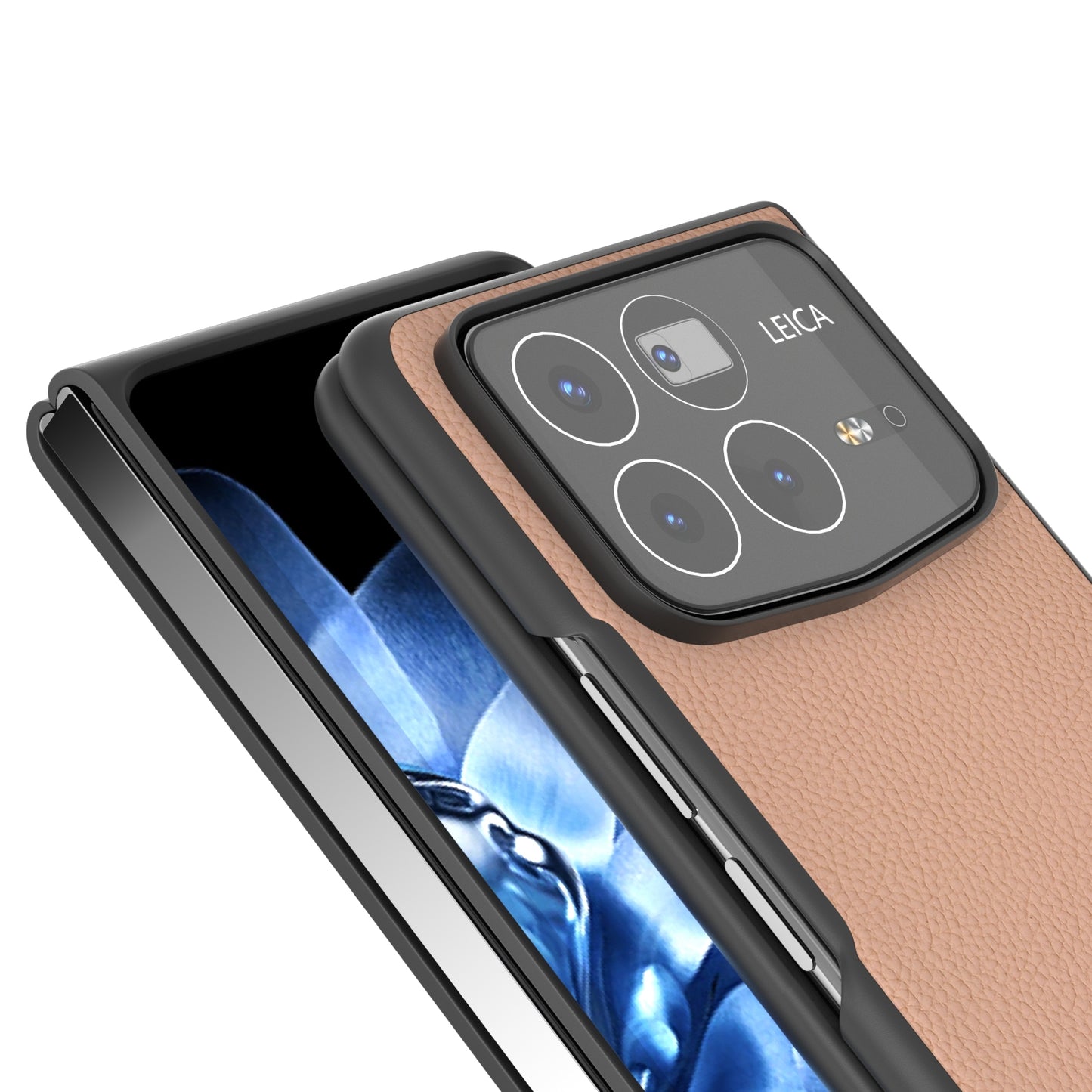 For Xiaomi Mix Fold 4 ABEEL Genuine Leather + PC Litchi Texture Phone Case(Pink Gold)