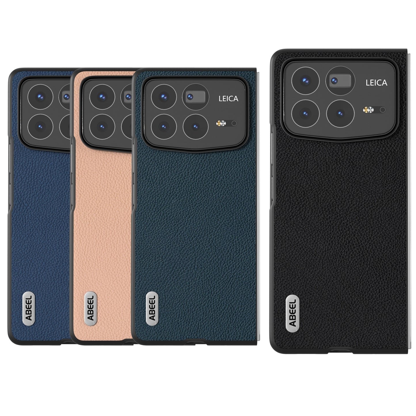 For Xiaomi Mix Fold 4 ABEEL Genuine Leather + PC Litchi Texture Phone Case(Pink Gold)