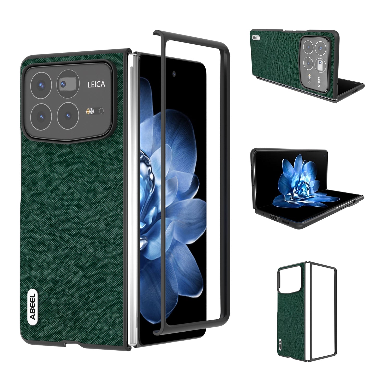 For Xiaomi Mix Fold 4 ABEEL Cross Texture Genuine Leather Phone Case(Green)