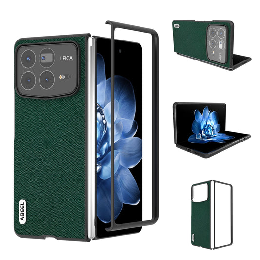 For Xiaomi Mix Fold 4 ABEEL Cross Texture Genuine Leather Phone Case(Green)