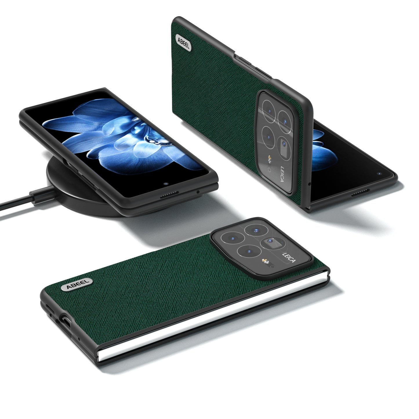 For Xiaomi Mix Fold 4 ABEEL Cross Texture Genuine Leather Phone Case(Green)