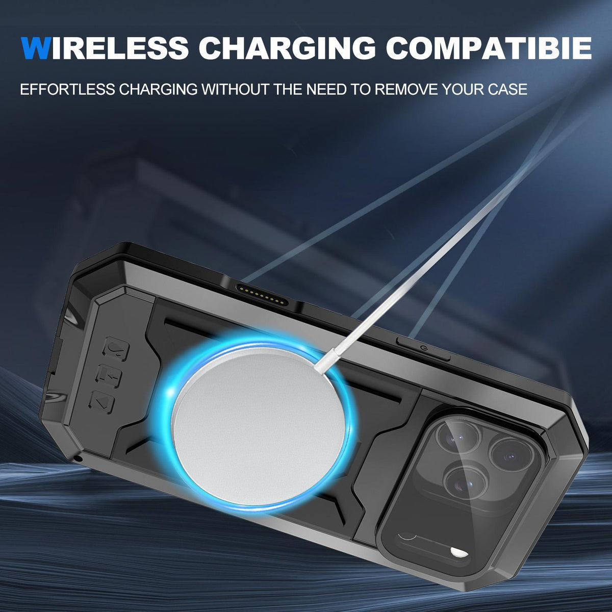 Compatible with iPhone 18 Pro Max R-JUST Sliding Camera IP54 Life Waterproof Holder Phone Case - Black